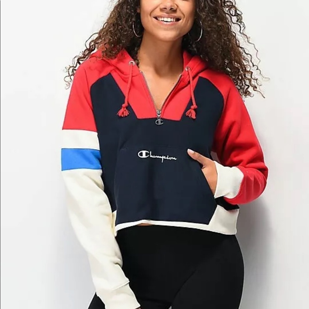 Women’s Champion Half Zip Crop Hoodie
